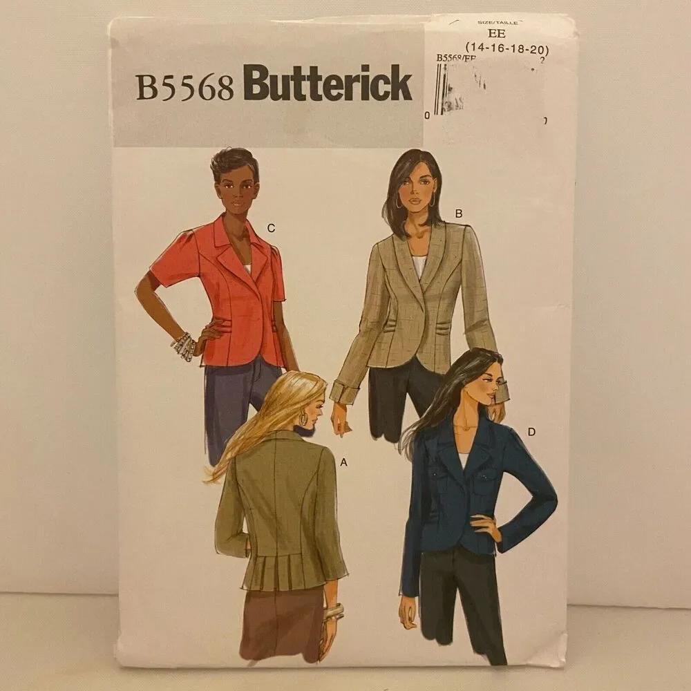 #B5568 Butterick Misses Jacket Sewing Pattern Size 14-20